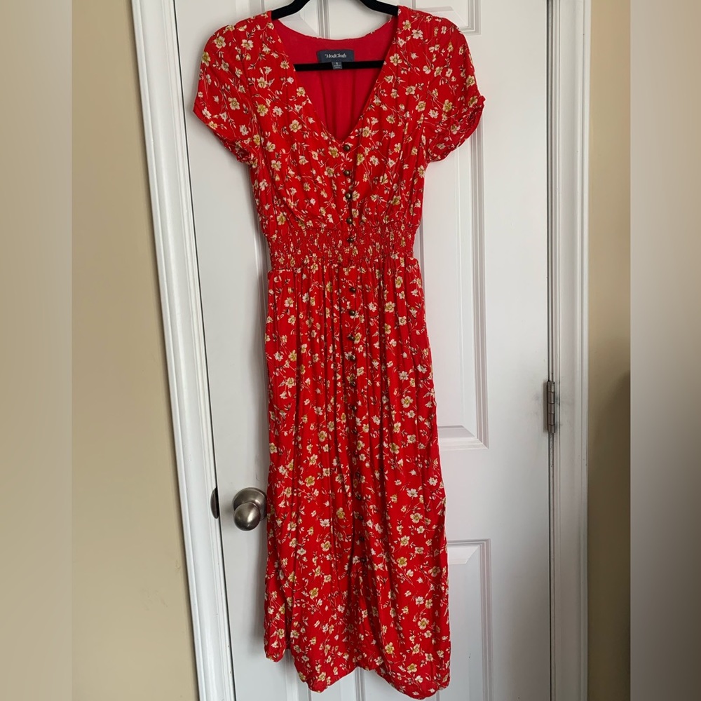 Modcloth Anytime MIDI dress - red floral